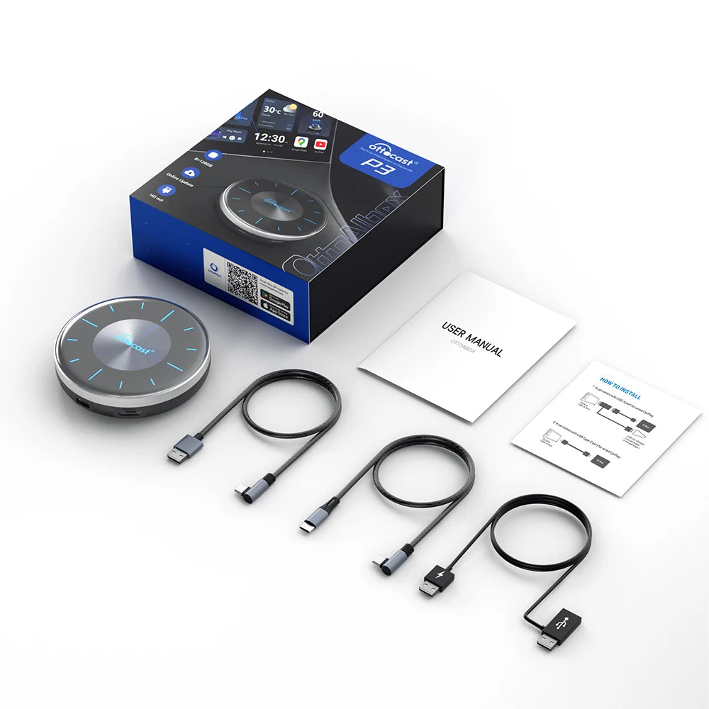 OTTOCAST P3 / P3 PRO Android TV AI Box with HDMI & Wireless CarPlay