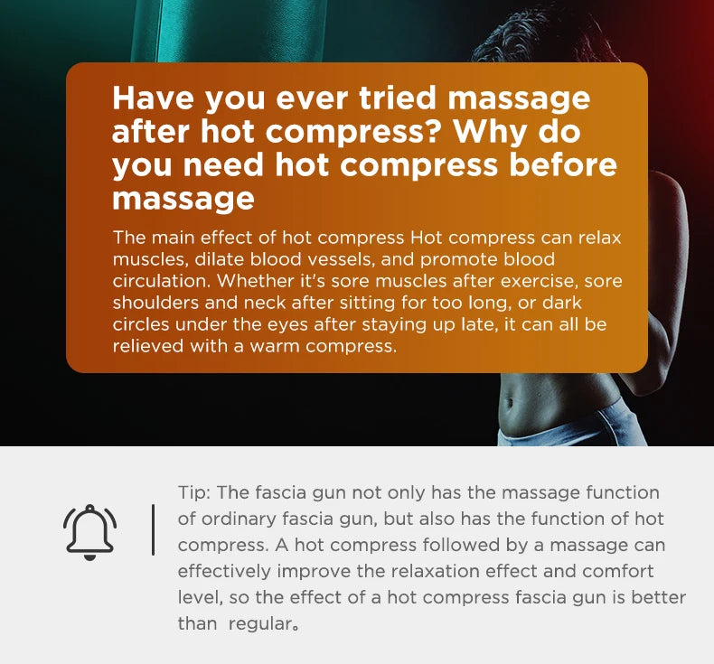 Booster V3 – Mini Electric Massage Gun | 6‑Speed Percussion Massager, Hot Compress, Portable Deep