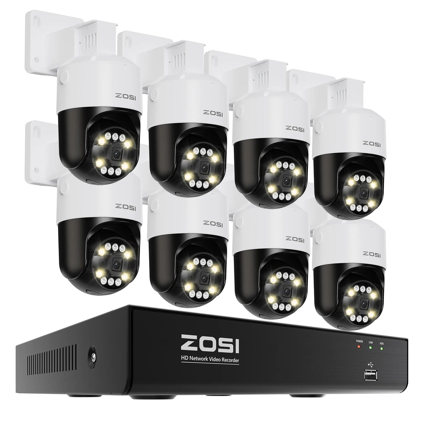 ZOSI 8MP PTZ PoE Security Camera System – 4K AI Face/Person/Vehicle Detection