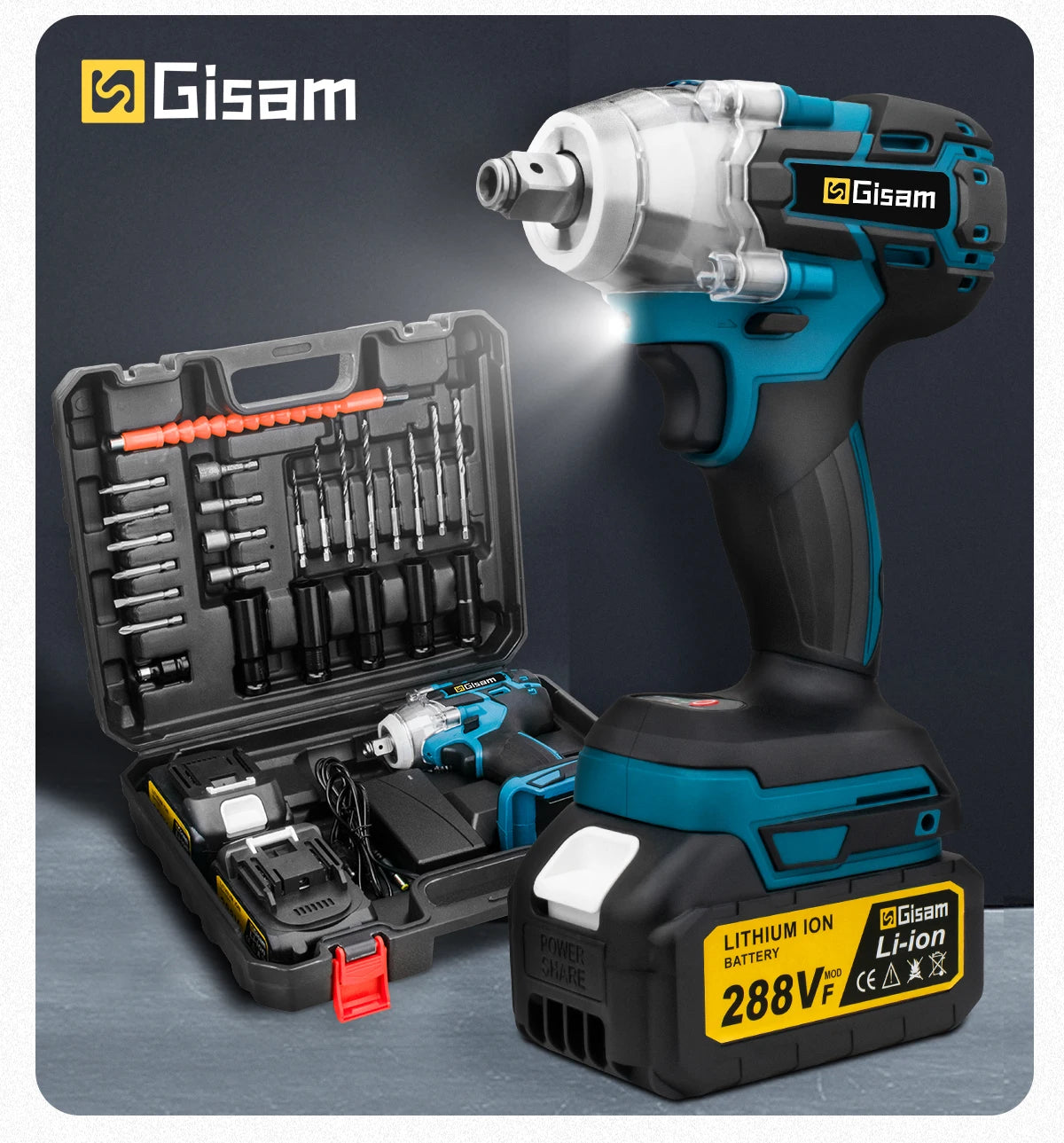 Gisam 320N.m Brushless Impact Wrench 1/2"