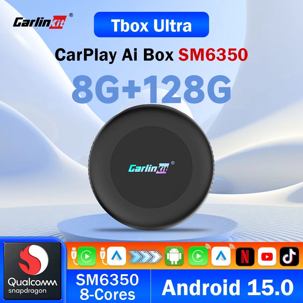 CarlinKit Android 15 Ultra2 8+128GB Wireless CarPlay AI Box