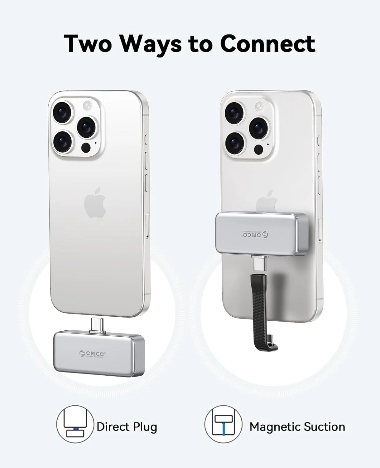 ORICO FlashPod 1TB Magnetic Mini Portable SSD with Direct USB‑C Plug
