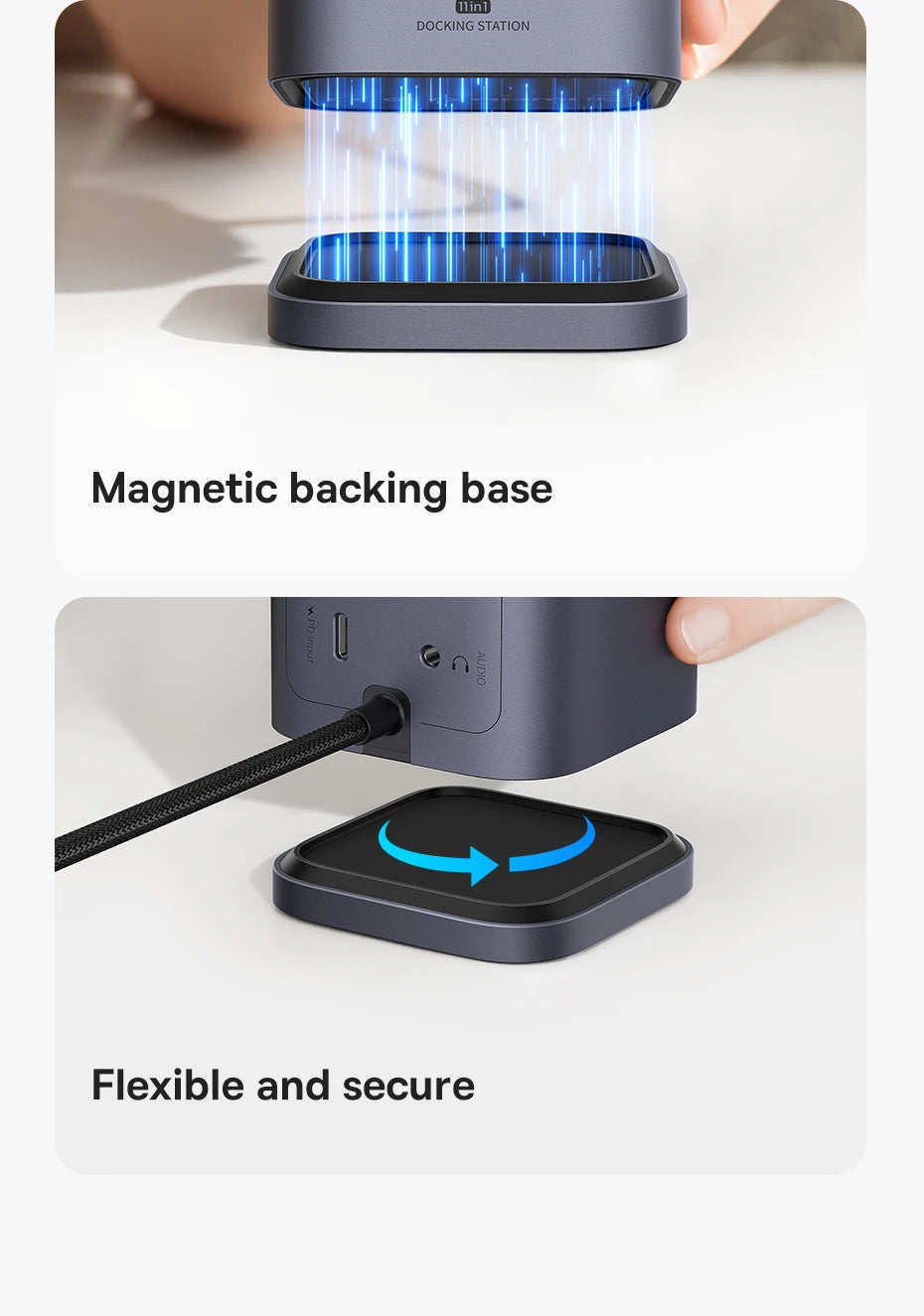 Baseus 11‑in‑1 USB‑C Hub | DP 4K@60Hz, HDMI, Triple Display, RJ45, PD 100W, USB 3.1 Docking Station