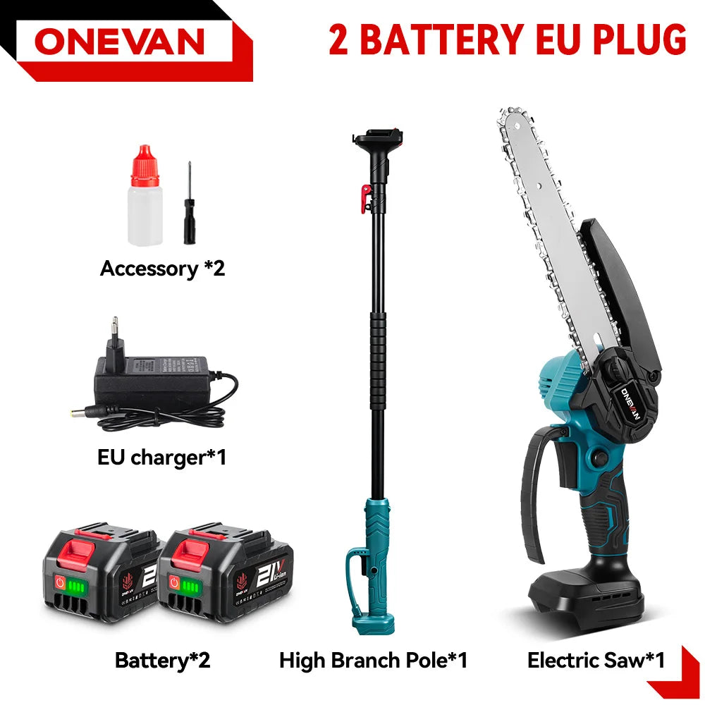 ONEVAN 5500W Brushless Telescoping Pole Saw | 8" Chain, Extendable, High‑Branch Pruning, Battery Powered