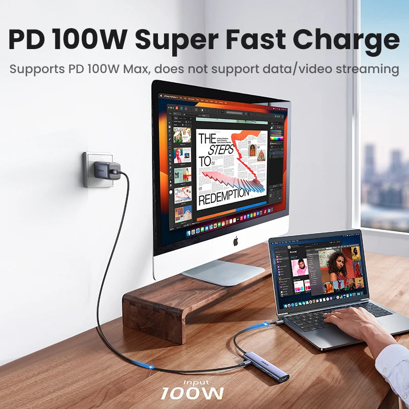 GREEN 7‑in‑1 USB‑C Hub with 4K HDMI, SD/TF, USB‑A 5Gbps, PD100W – Type‑C 3.1