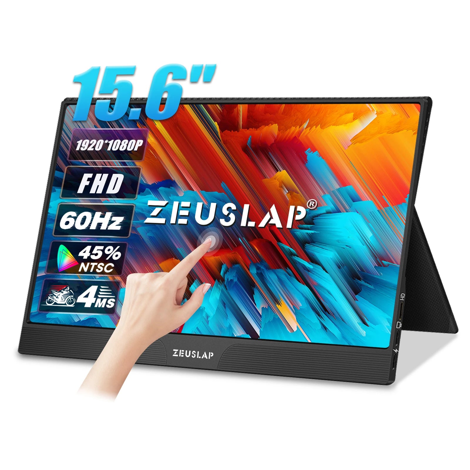 ZEUSLAP 15.6" Portable Touch Monitor | FHD 1080P IPS, USB‑C & HDMI, Laptop & Phone
