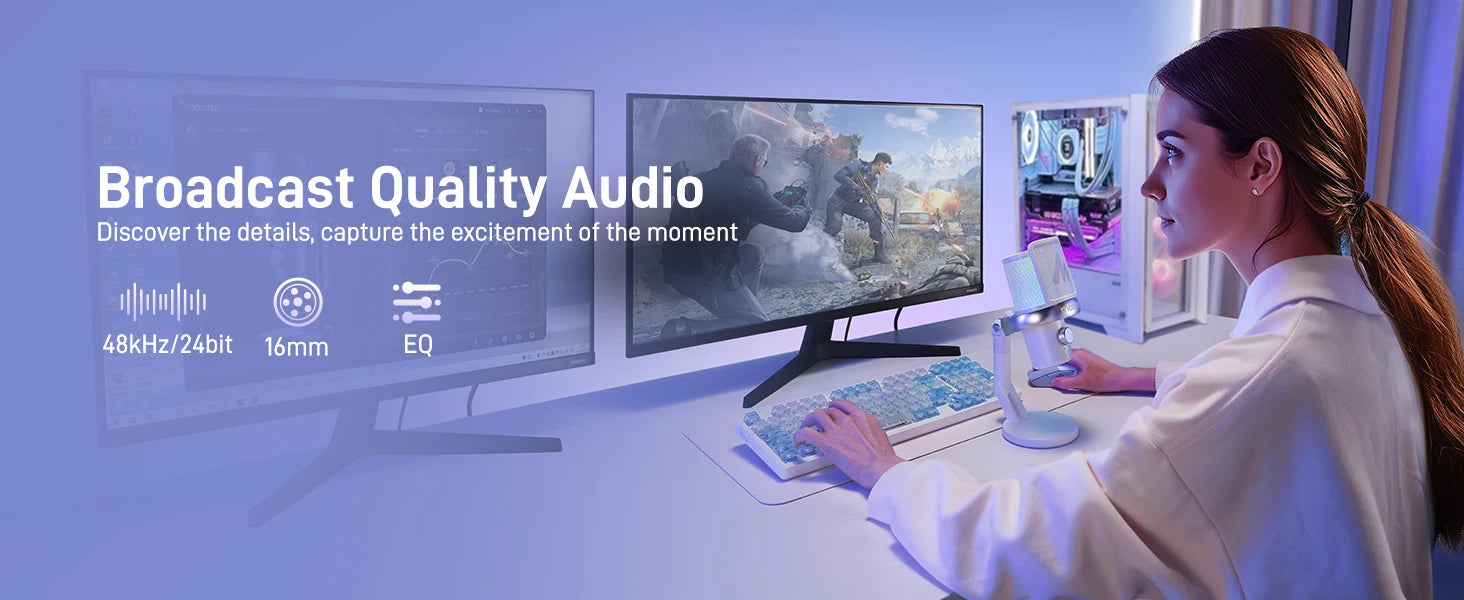 Maono DM40 – Wireless USB Condenser Microphone | AI Voice Changer, Noise Reduction & RGB Mic for Gaming, Streaming & PC Recording