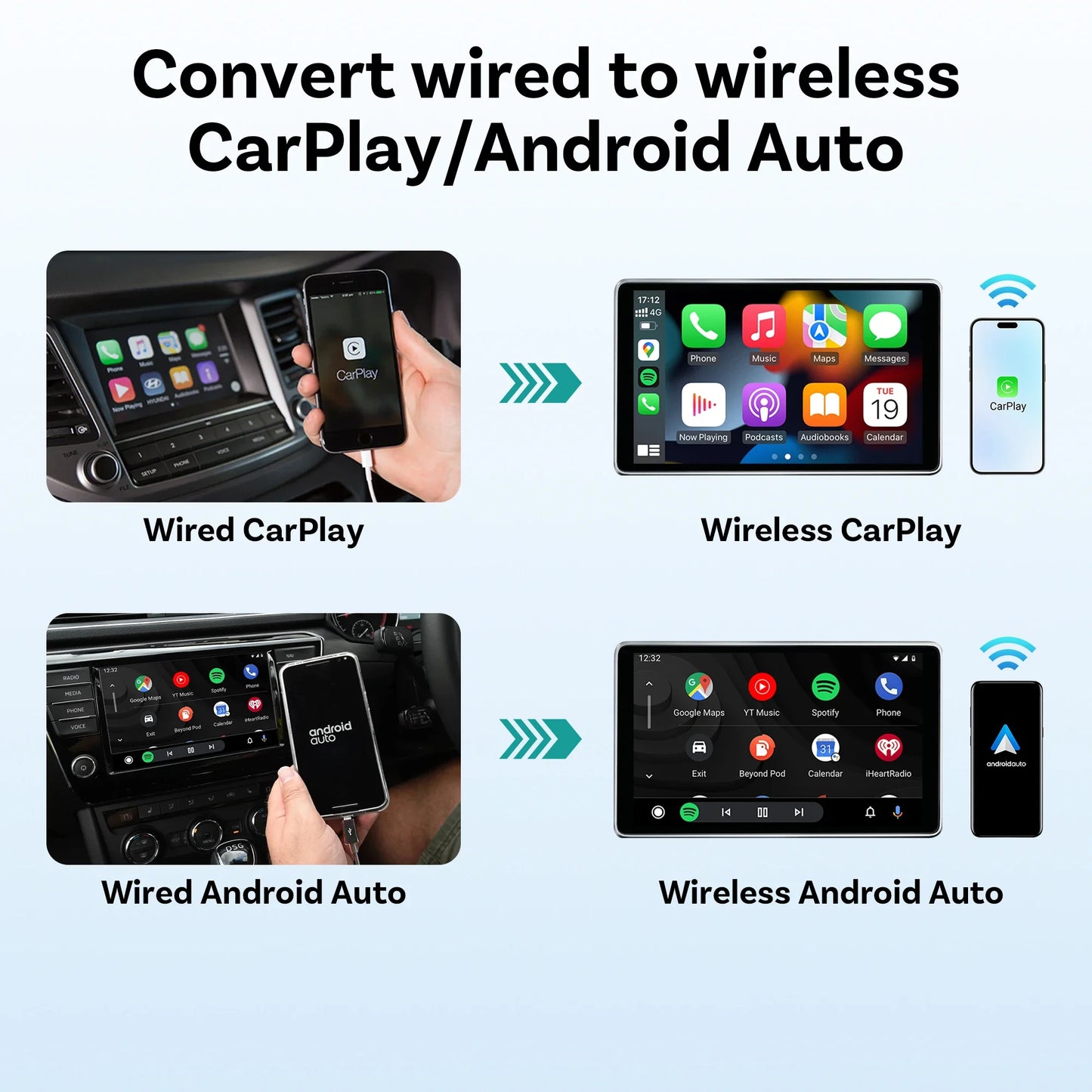 OTTOCAST Express 2‑in‑1 Wireless CarPlay & Android Auto Adapter