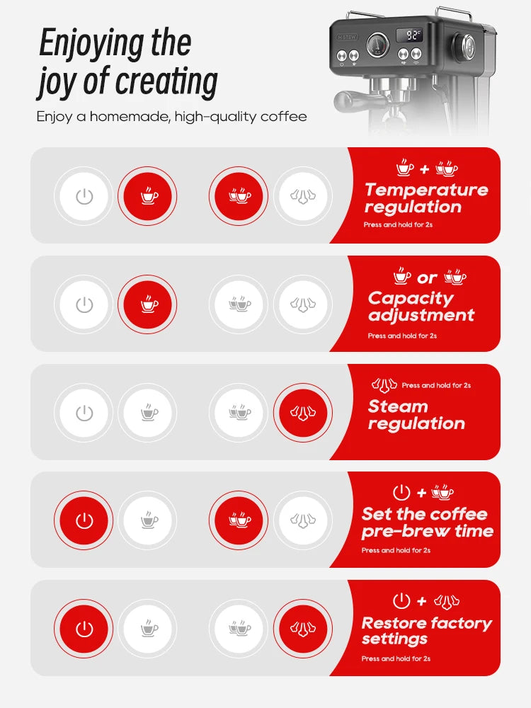HiBREW H10A – Professional Black Espresso Machine | Adjustable Temperature & Volume | Pre‑Brewing System