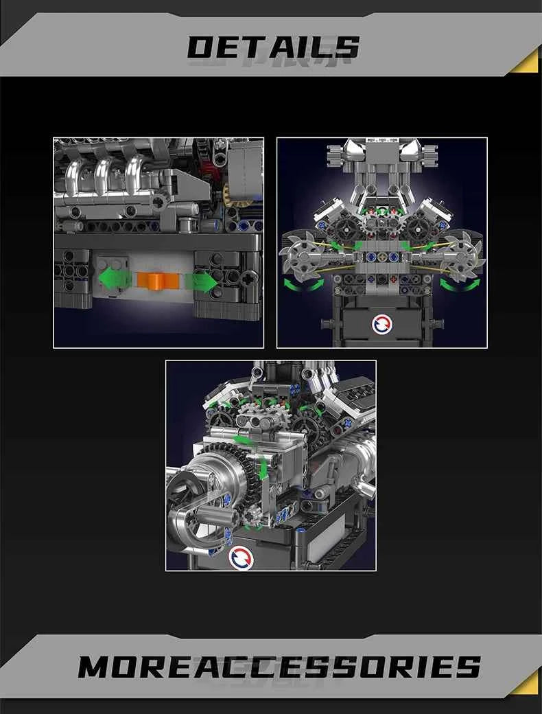 Mould King 10206 Motorized MCL Sport Car V8 Engine Building Set - Limetastore