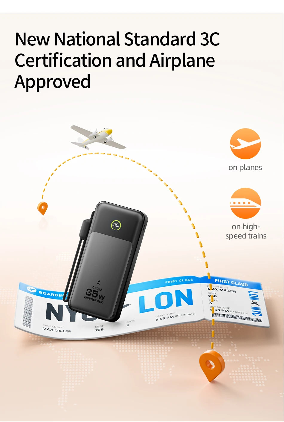 MOVESPEED Blade-Shape Power Bank 20000mAh 35W Fast Charging