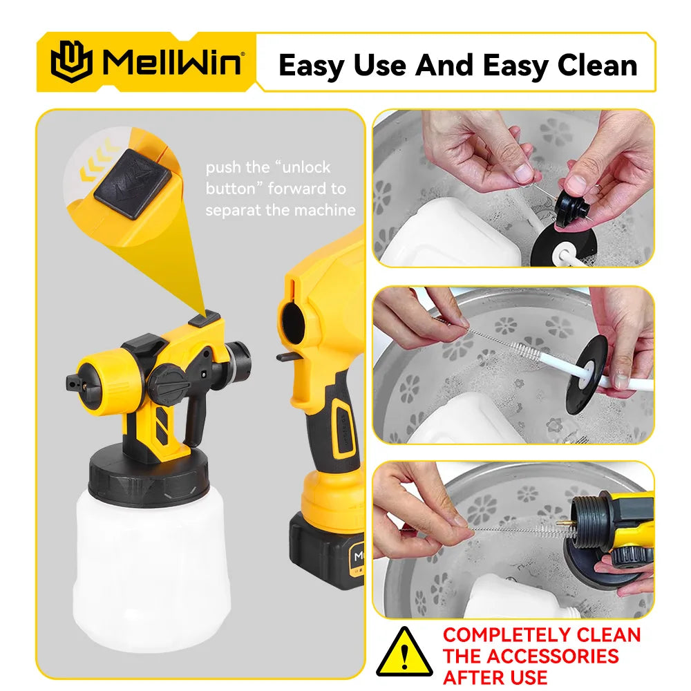 MELLWIN 1200ML Cordless Electric Paint Spray Gun Household Paint Sprayer Car Furniture Sprayer For Makita 18V Battery Pin - Limetastore