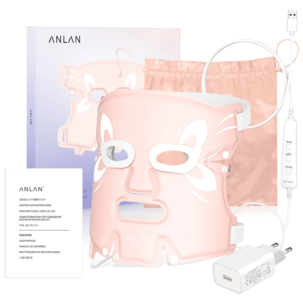 ANLAN LED Facial Mask | 5‑Color LED, Silicone, Anti‑Aging, Heating Photon Therapy