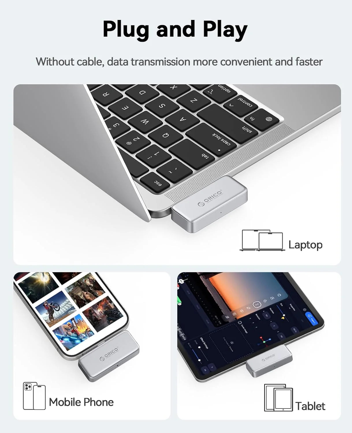 ORICO FlashPod 1TB Magnetic Mini Portable SSD with Direct USB‑C Plug