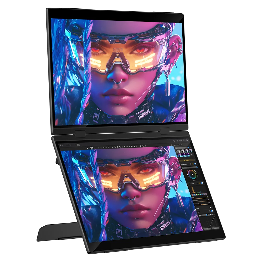 UPERFECT Delta Pro Touch 16" 2.5K 1600P Dual Touch Monitor with Touch Pen - Foldable Travel Display for Laptop, PC, Mac, and Windows via USB-C and HDMI - Limetastore