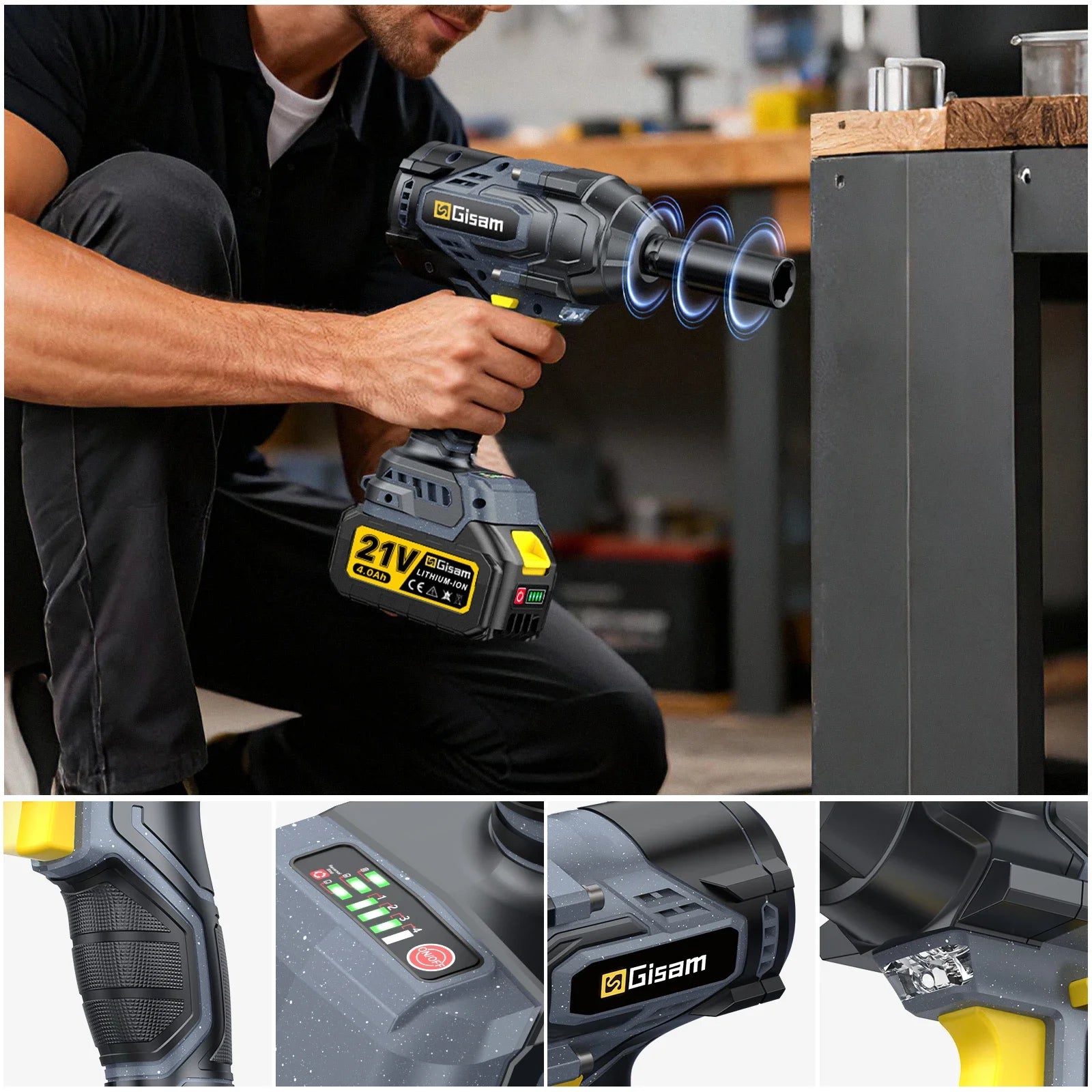 Gisam 1400N.m Brushless Impact Wrench 1/2"