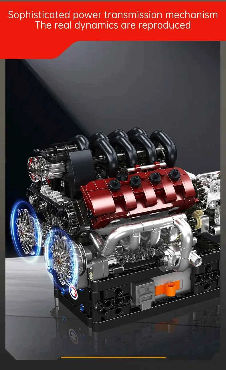 Mould King 10227 Motorized V8 Engine & Transmission Building Set - Limetastore