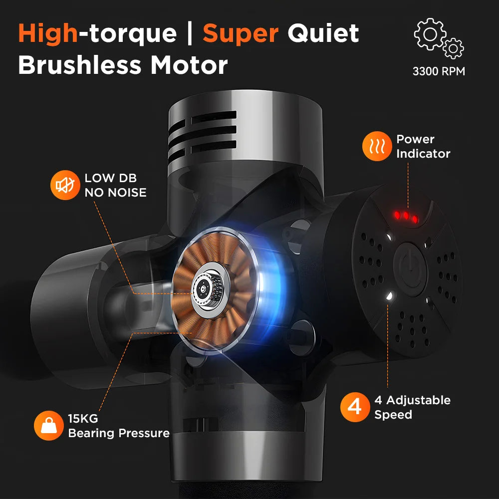 Booster Pro 3 – Professional Deep‑Tissue Massage Gun | Muscle Stimulator, Quiet Percussion Massager