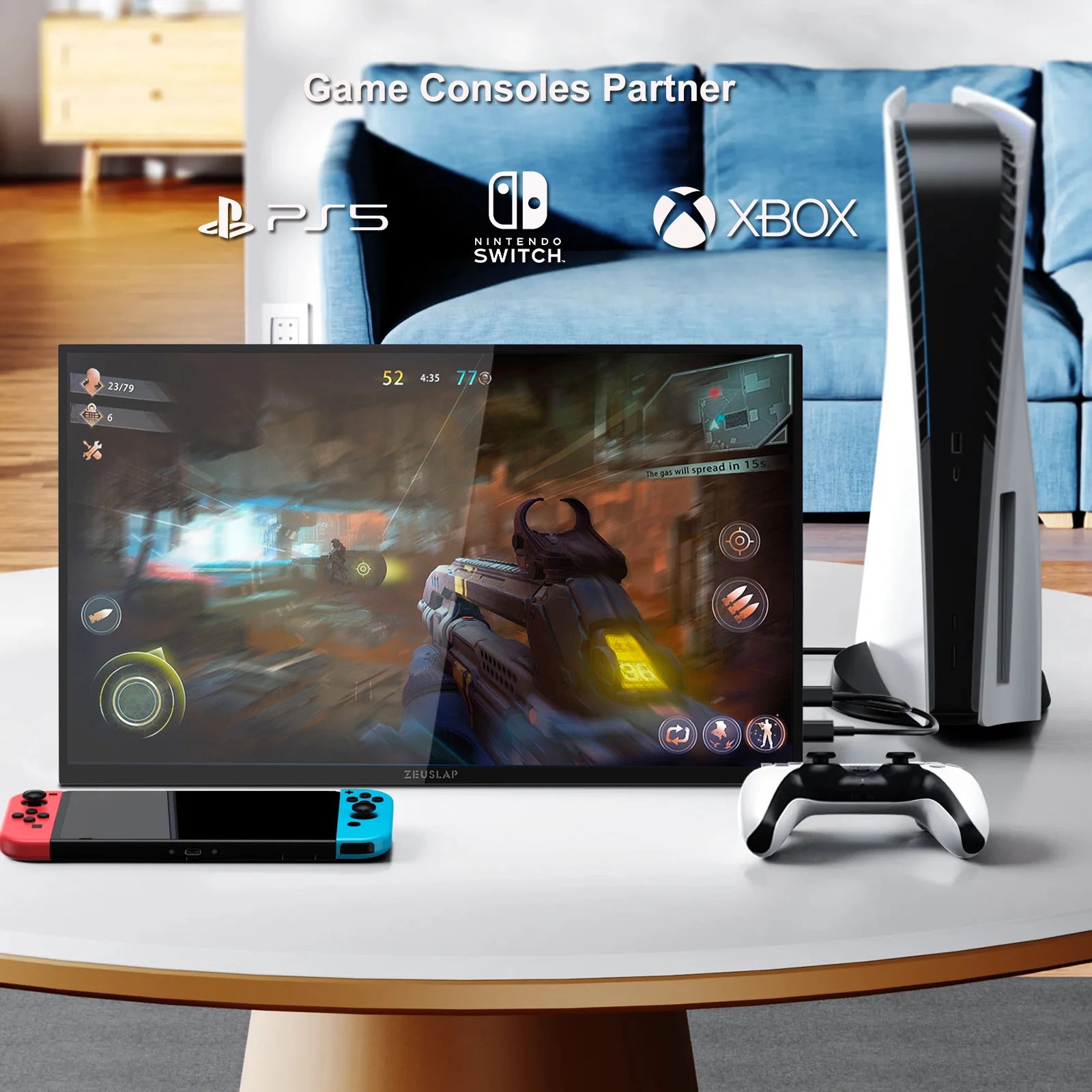 ZEUSLAP 18,5" pametni prenosni zaslon | Google TV, zaslon na dotik, USB‑C in HDMI