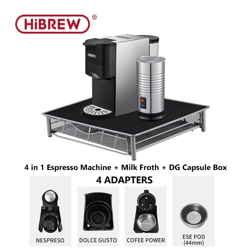 HiBREW H17 – 4‑v‑1 Večkapsulni kavni aparat | Hladno in vroče kuhanje | Združljiv z Nespresso, Dolce Gusto, K‑Cup