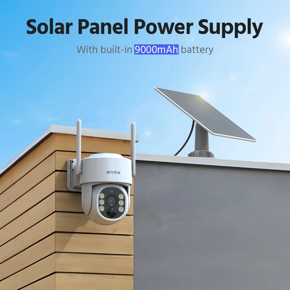 ANNKE 4MP Solar CCTV System | 10CH NVR, 5MP PTZ WiFi Cameras, PIR & Color Night Vision
