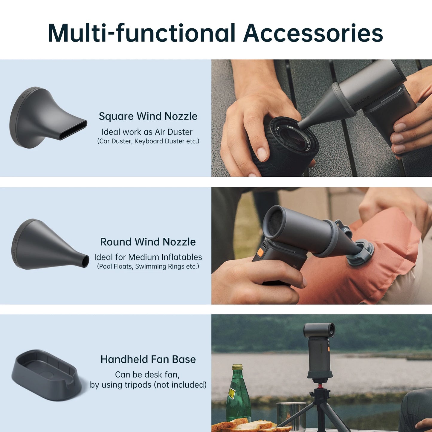 JISULIFE Portable Turbo Handheld Fan – 100 Adjustable Wind Speeds, Massive 9000mAh