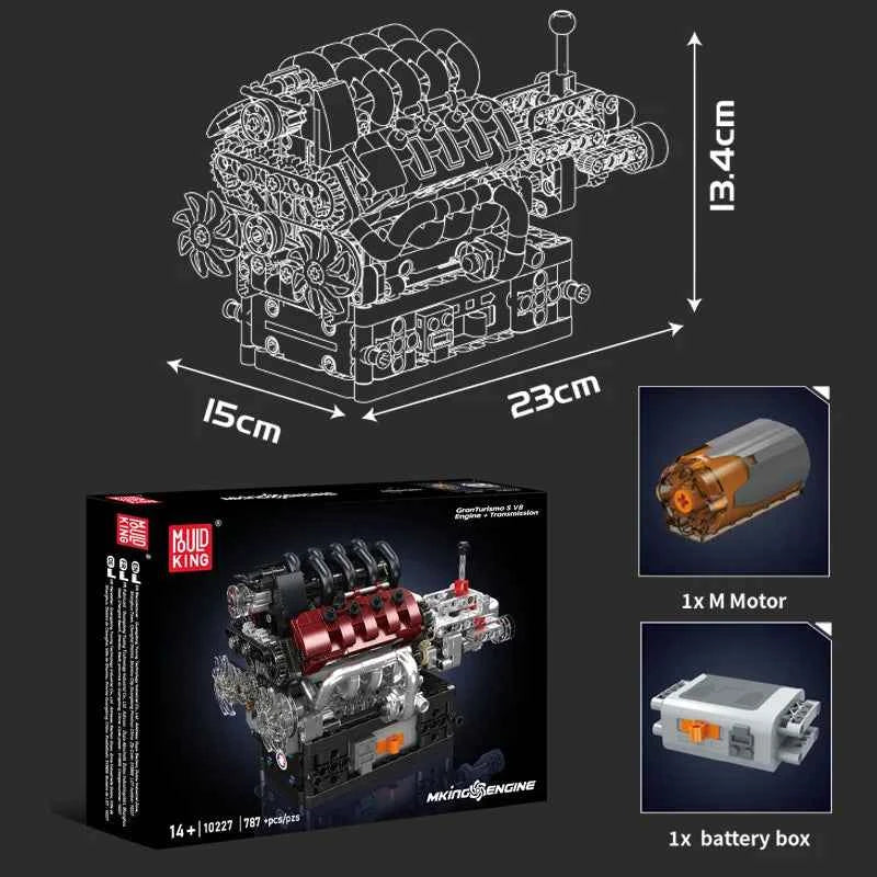 Mould King 10227 Motorized V8 Engine & Transmission Building Set - Limetastore