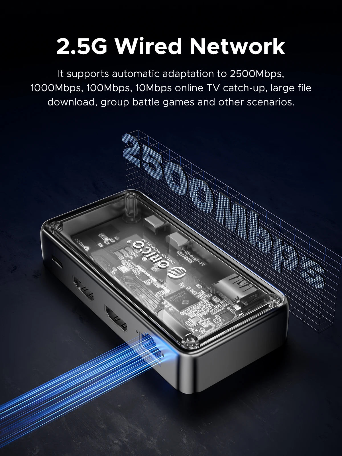ORICO Metallic USB‑C 10Gbps Docking Station with 4K60Hz HDMI, USB 3.0 Ports
