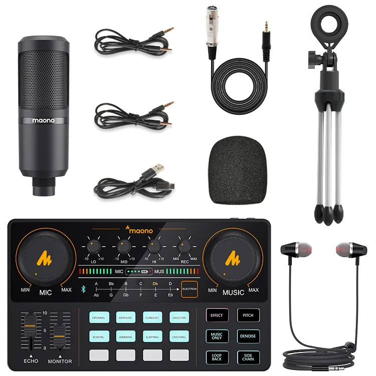 Maono AM200‑S1 Sound Card & Microphone Set | All‑in‑One Streaming Studio