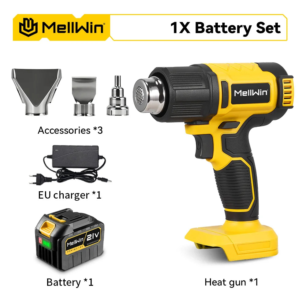 MELLWIN 540°C Cordless Electric Heat Gun 25 Gears Handheld Hot Air Blower Gun Home Welding Tools For Makita 18V Battery Pin - Limetastore