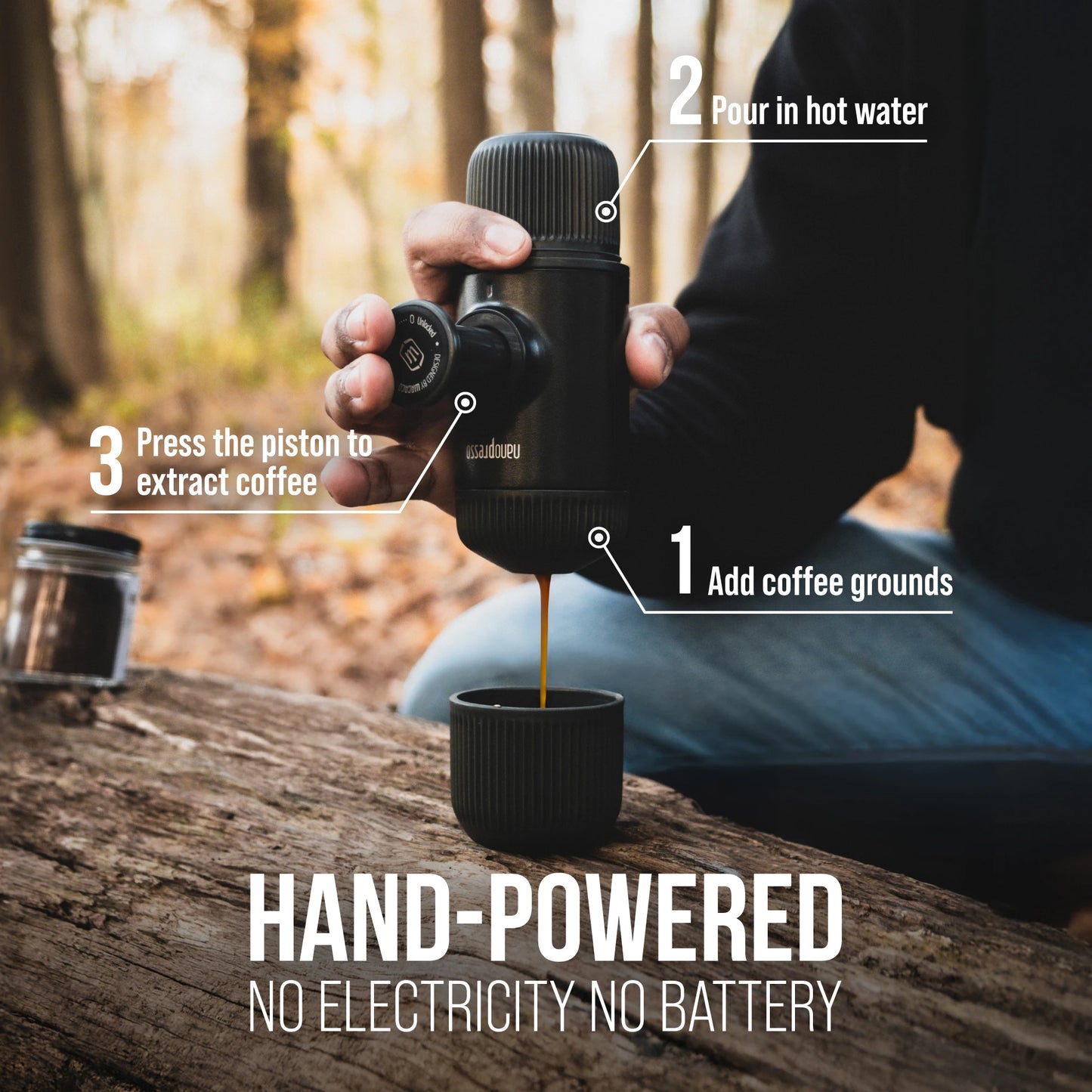 Wacaco Nanopresso Portable Espresso Machine – 18 Bar High-Pressure Hand Pump Coffee Maker