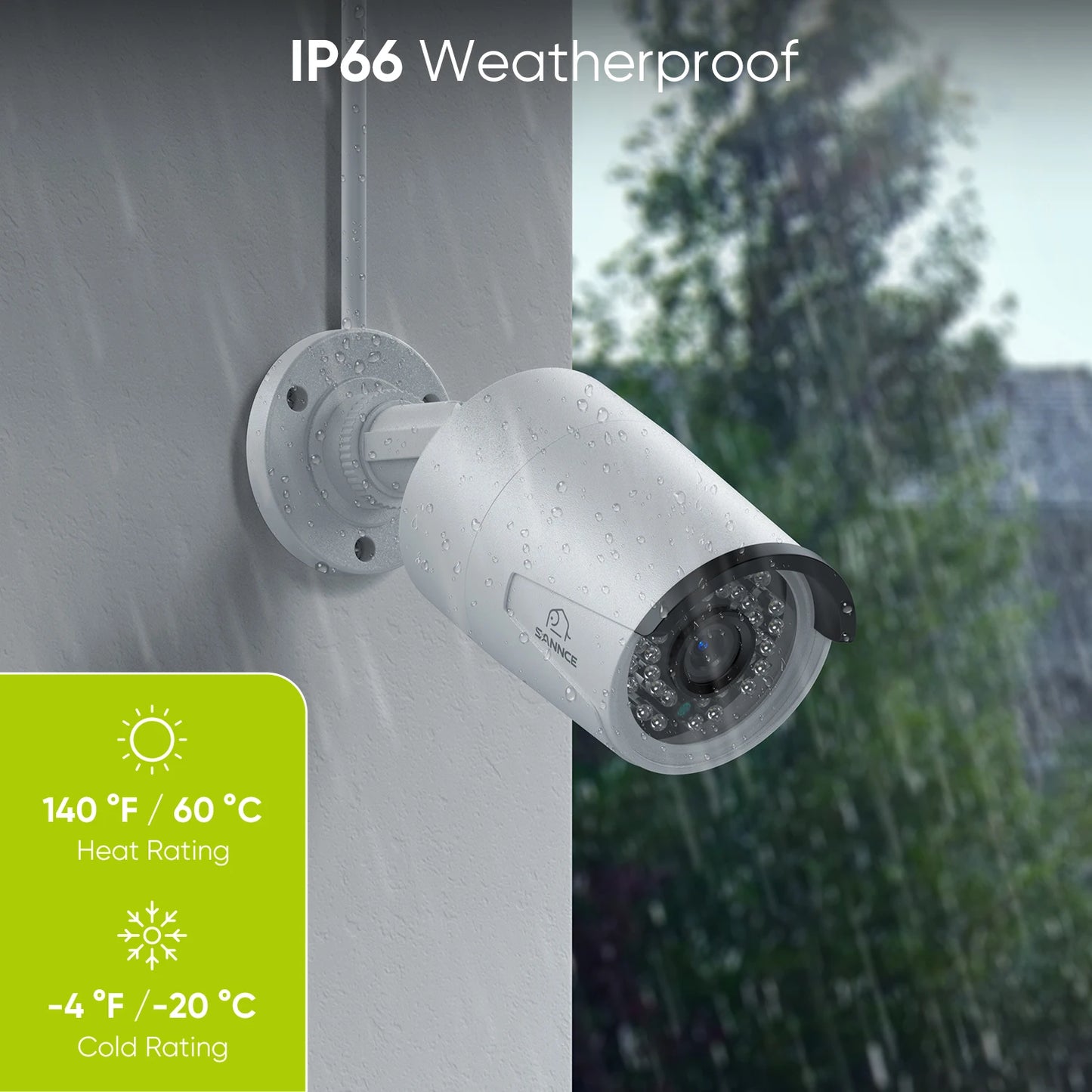 SANNCE 8CH 8MP PoE NVR System | 5MP IP66 Cameras, IR‑CUT Night Vision, Wired CCTV Kit