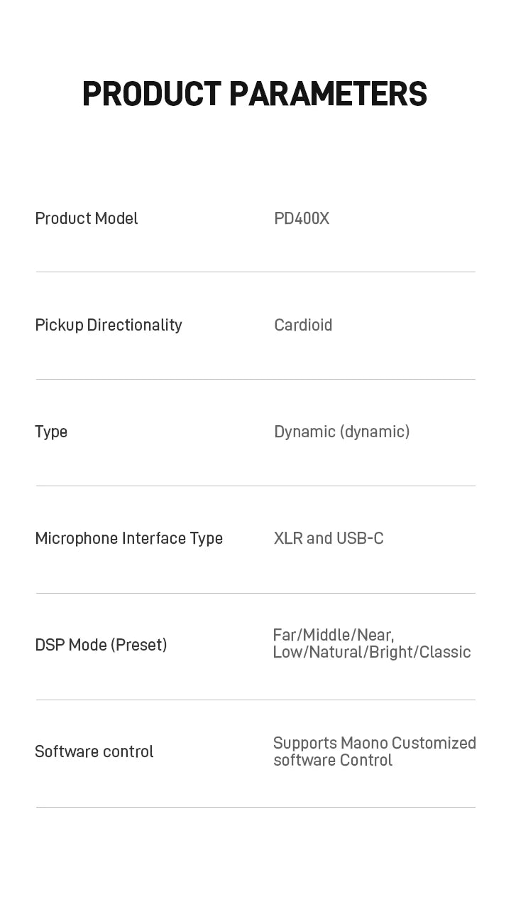 Maono PD400X – XLR/USB Dynamic Microphone | All‑Metal Podcast & Streaming Mic with One‑Touch Mute, Gain Control & Headphone Monitoring
