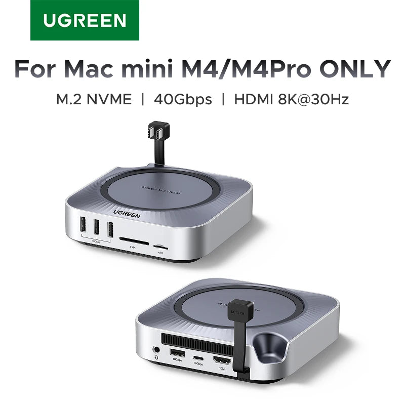 UGREEN 40Gbps Mac Mini M4 Docking Station with Dual USB‑C, M.2 NVMe SSD Enclosure
