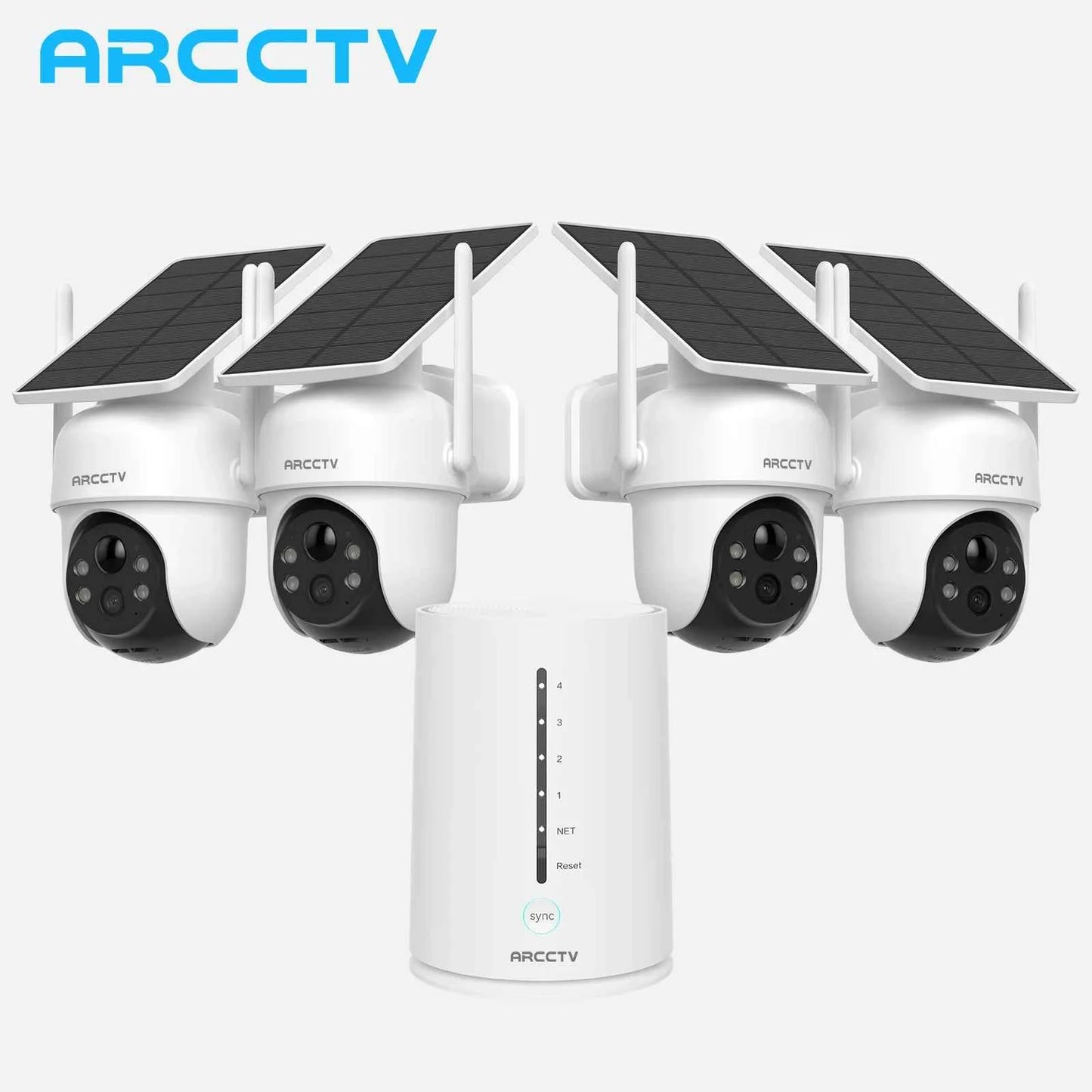 ARCCTV 4MP Wifi Solar Camera Kit Outdoor Wireless Security Surveillance Camera Set Siren Alarm Humanoid Detection Two Way Audio - Limetastore