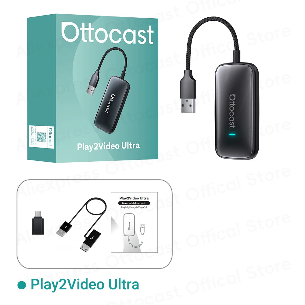 OTTOCAST Play2Video Ultra 2026 Wireless CarPlay Adapter