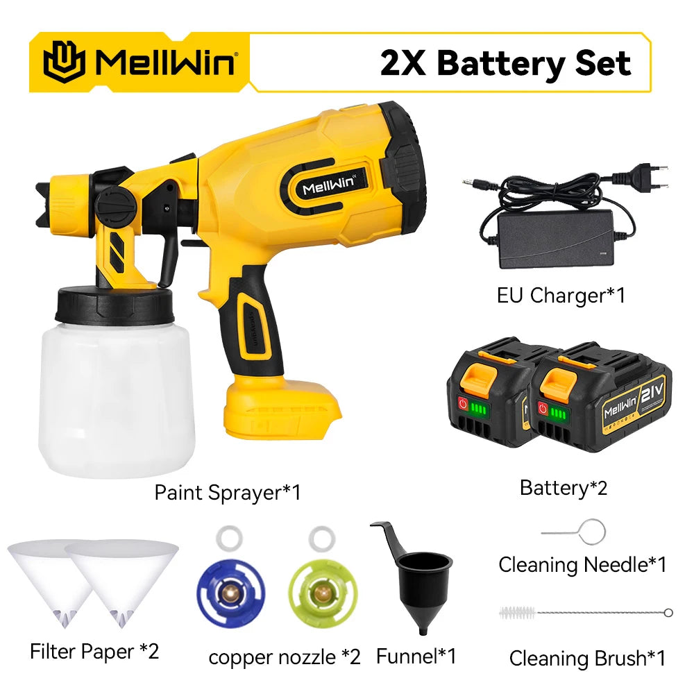 MELLWIN 1200ML Cordless Electric Paint Spray Gun Household Paint Sprayer Car Furniture Sprayer For Makita 18V Battery Pin - Limetastore