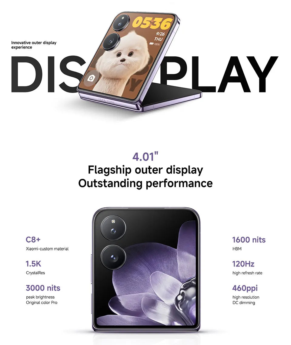 FR Warehouse Xiaomi MIX Flip Smartphone Global Version New Snapdragon 8 Gen 3 CPU 50MP Leica Camera  12GB RAM 512GB ROM 6.86 inch Foldable Display NFC - Limetastore