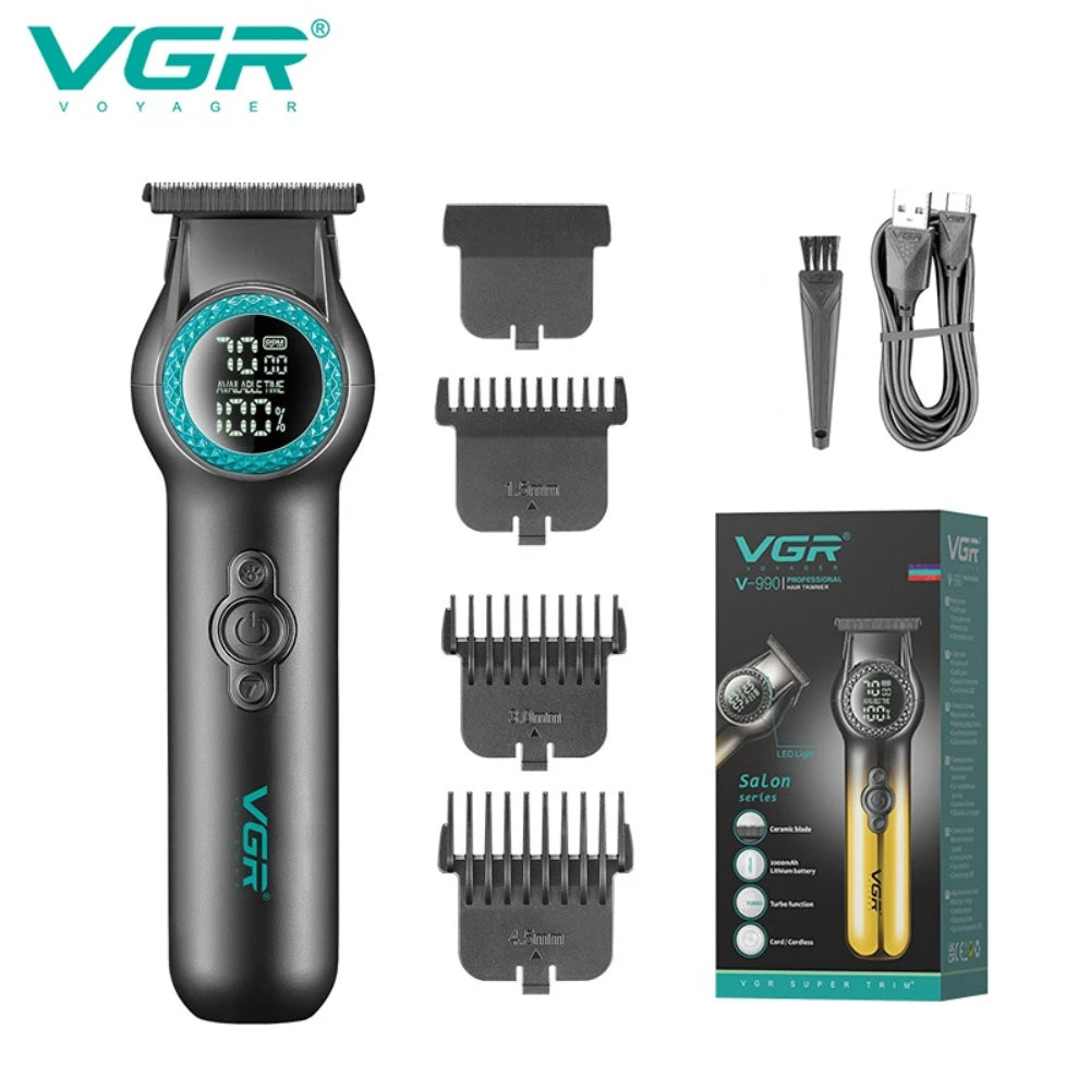 VGR Hair Trimmer Professional Barber Hair Clipper Electric 8000 RPM Hair Cutting Machine Haircut Cordless Trimmer for Men V-990
