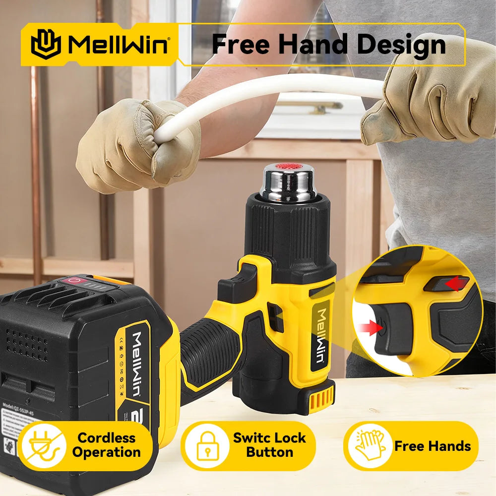 MELLWIN 540°C Cordless Electric Heat Gun 25 Gears Handheld Hot Air Blower Gun Home Welding Tools For Makita 18V Battery Pin - Limetastore