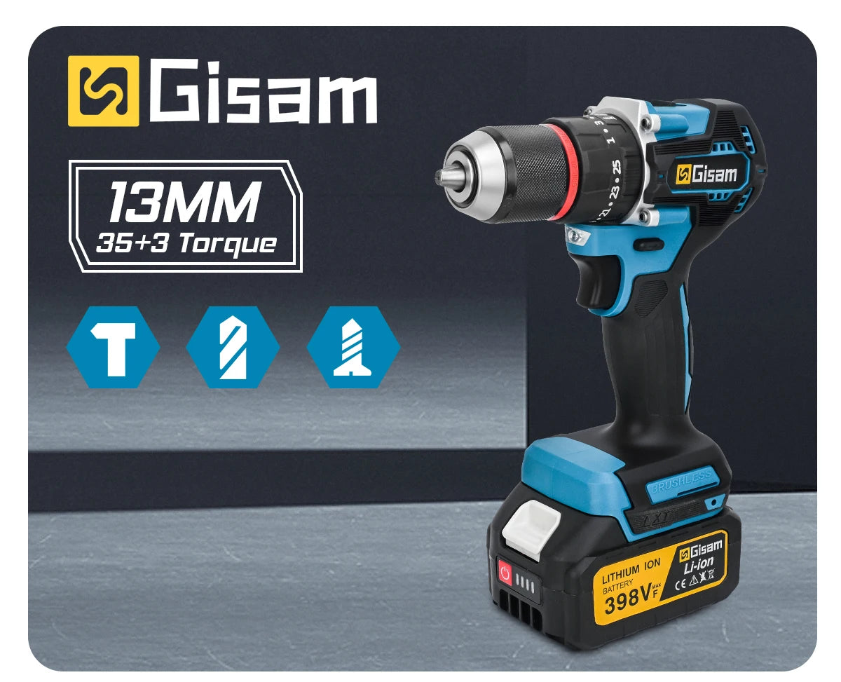 Gisam Brushless Power Tools Set for Makita 18V – Impact Wrench, Drill, Grinder, Hammer