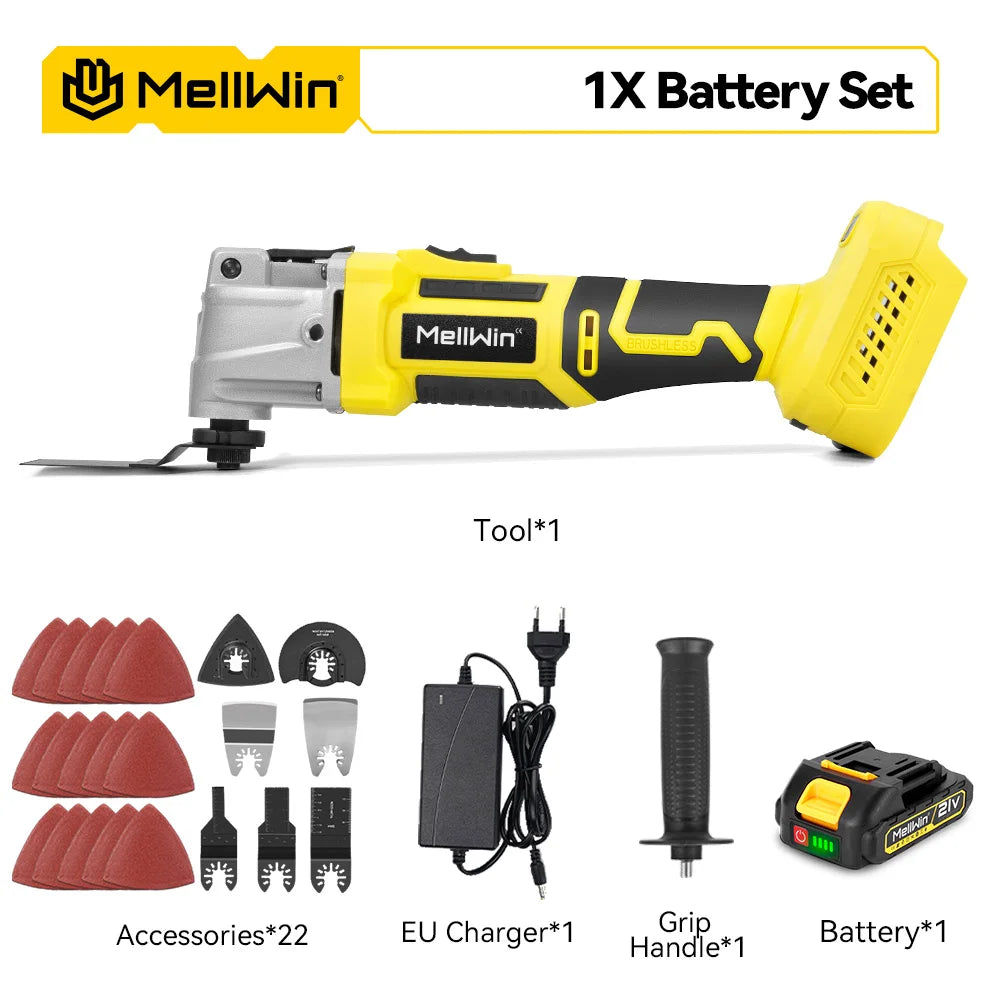 MELLWIN Brushless Oscillating Multi Function Tool Electric Saw Polisher woodworking Cutting Tool For Makita 18V Battery Pin - Limetastore