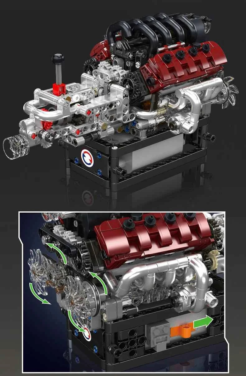 Mould King 10227 Motorized V8 Engine & Transmission Building Set - Limetastore