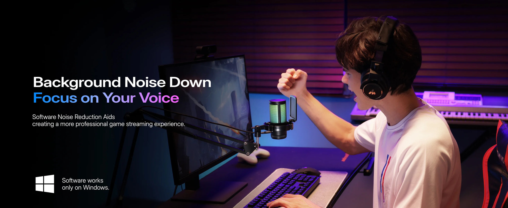 Maono DGM20S – USB Gaming Condenser Microphone | Noise Cancellation, RGB Lights, Mute & Zero‑Latency Monitoring for Streaming & Podcasting