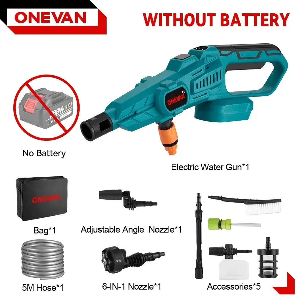 ONEVAN 3500W 200Bar Brushless High‑Pressure Washer Gun | 6‑in‑1 Cordless Car & Garden Cleaner