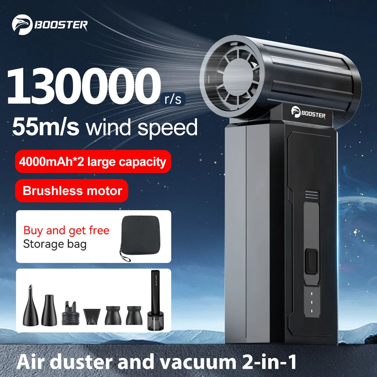 Booster W01 Mini Turbo Fan – 100,000 RPM Brushless Jet Fan | Ultra‑Powerful Handheld Air Blower