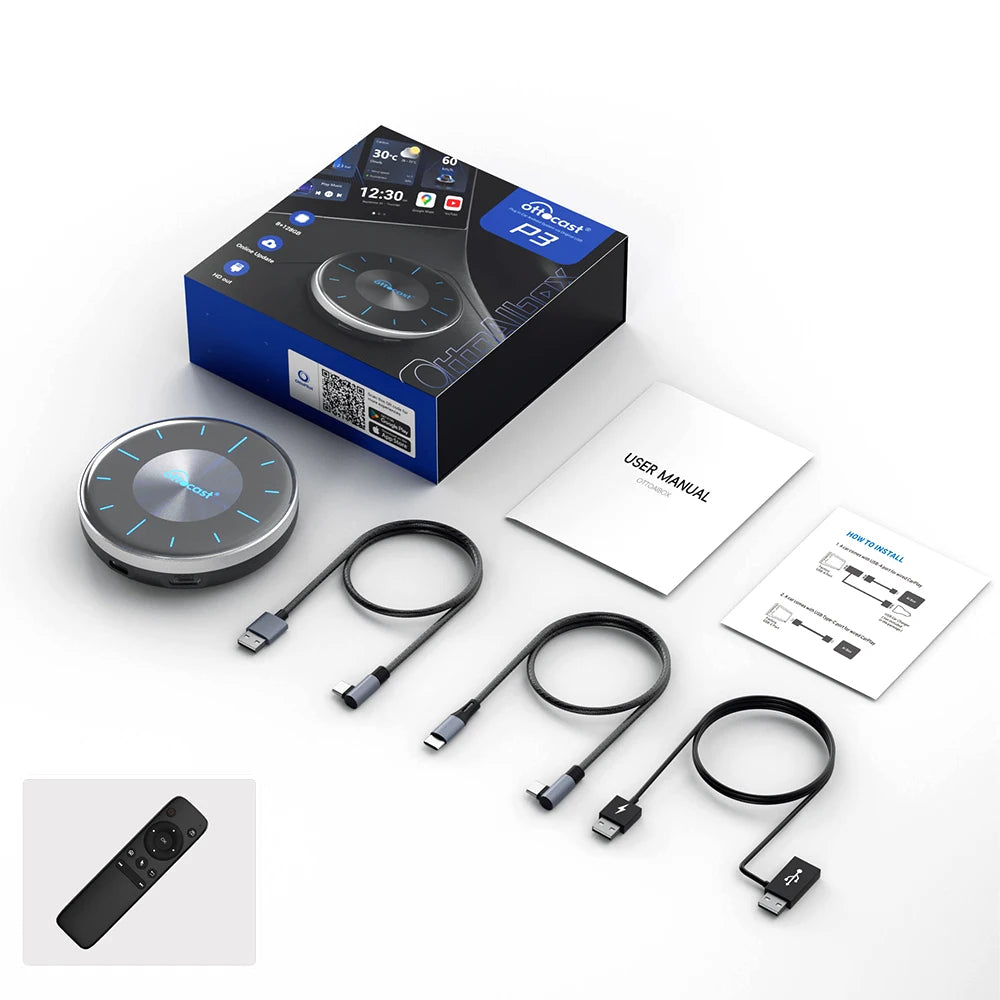 OTTOCAST P3 / P3 PRO Android TV AI Box with HDMI & Wireless CarPlay