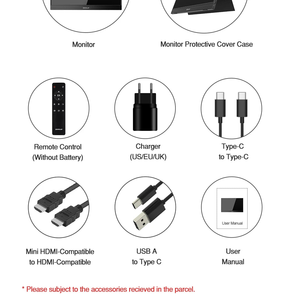 ZEUSLAP 15.6" Portable Monitor | Ultrathin 1080P FHD HDR IPS, Touch/Non‑Touch, USB‑C & HDMI