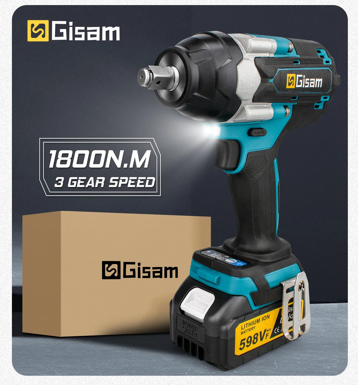1800N.m Brushless Impact Wrench 1/2" for Makita 18V Battery Cordless