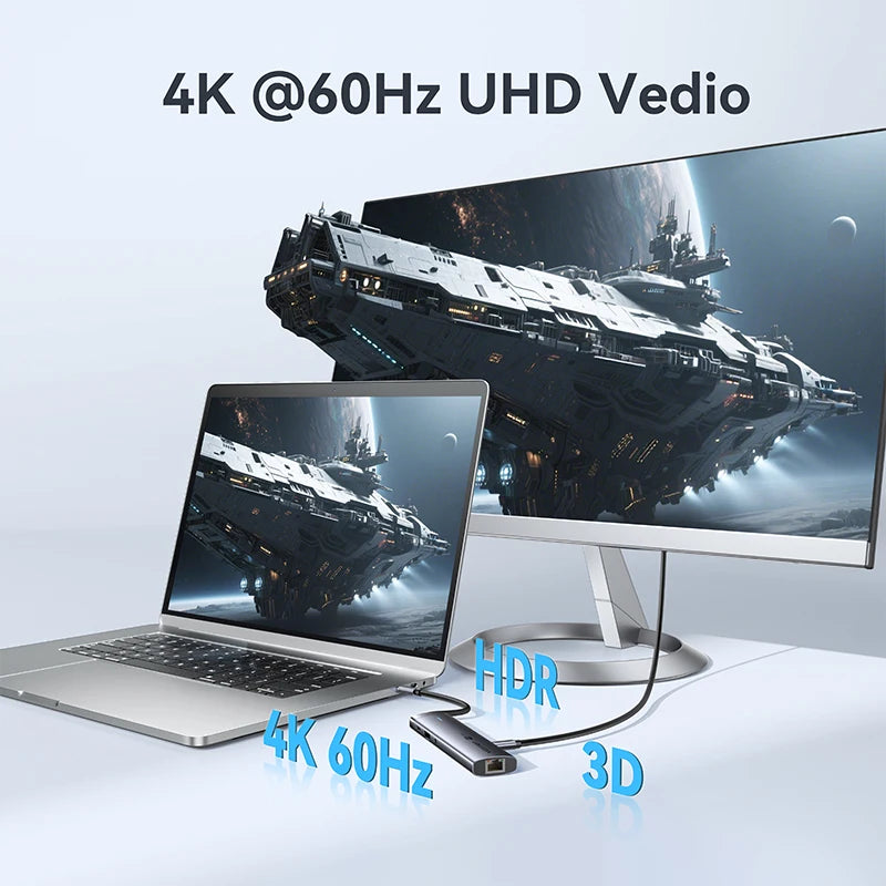 Vention USB‑C 7‑in‑1 Hub | 4K60Hz HDMI, USB 3.0, SD/TF, PD 100W Docking Station